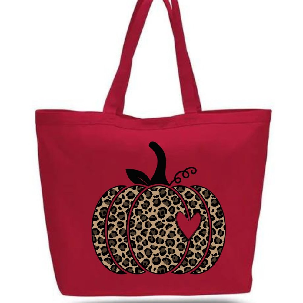 Leopard Pumpkin Canvas Tote
